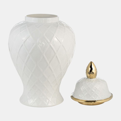 Sagebrook Home Cer 20"h Rope Temple Jar White/gold Wishlist Create New
