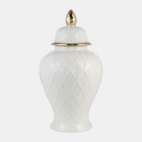 sagebrook home Cer 20"h Rope Temple Jar White/gold Wishlist Create New