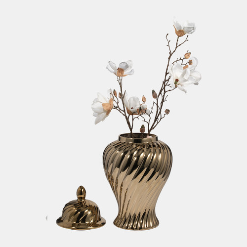 Sagebrook Home Cer 20" Swirl Temple Jar Gold Wishlist Create New