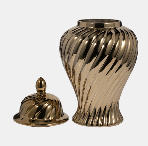 Sagebrook Home Cer 20" Swirl Temple Jar Gold Wishlist Create New