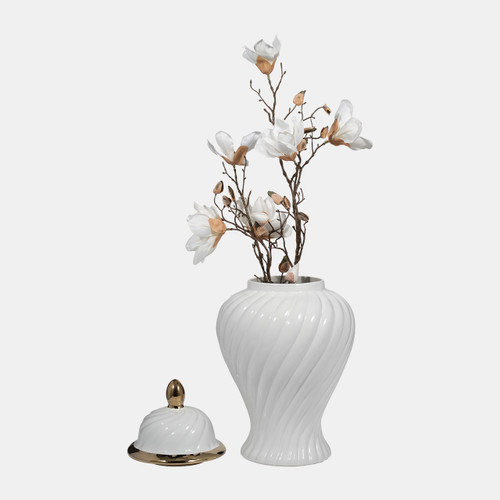 Sagebrook Home Cer 20" Swirl Temple Jar White/gold Wishlist Create New
