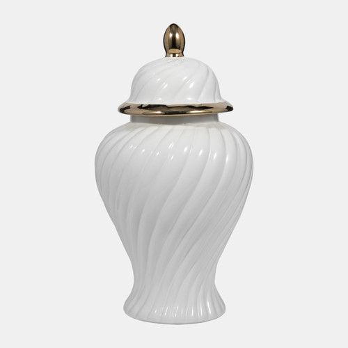 Sagebrook Home Cer 20" Swirl Temple Jar White/gold Wishlist Create New