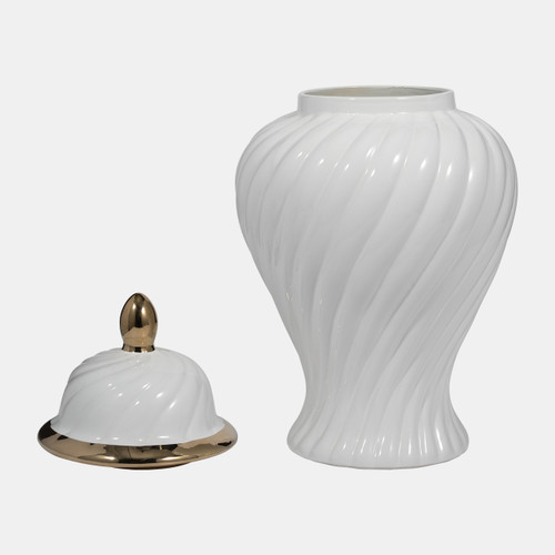 Sagebrook Home Cer 20" Swirl Temple Jar White/gold Wishlist Create New