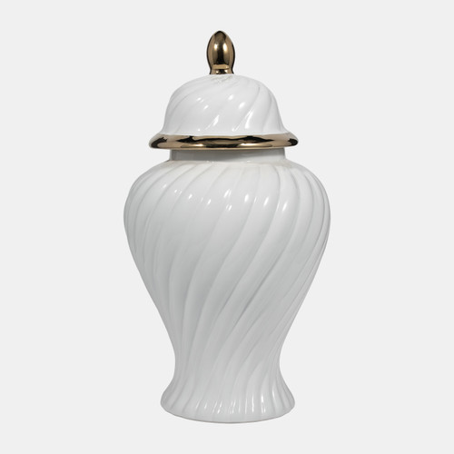 sagebrook home Cer 20" Swirl Temple Jar White/gold Wishlist Create New