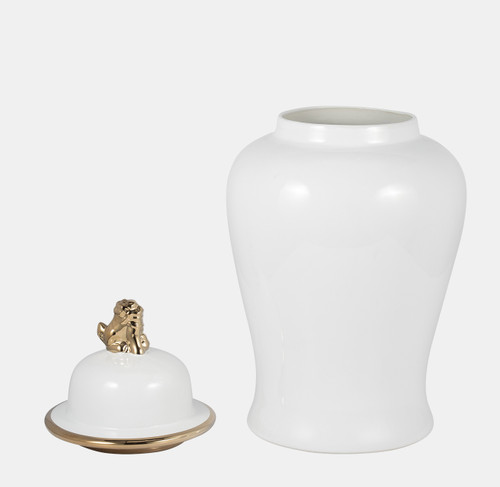 Sagebrook Home Cer 24" Lion Head Temple Jar White/gold Wishlist Create New