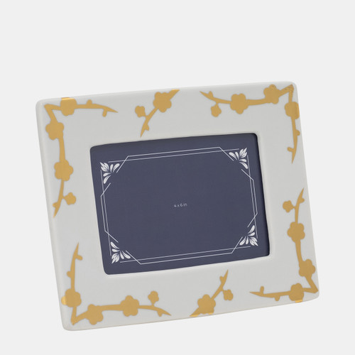 Sagebrook Home Cer 4x6 Cherry Blossom Photo Frame Gold/white Wishlist Create New