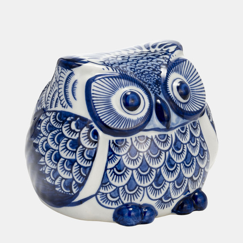 Sagebrook Home Cer 5"h Chinoiserie Owl Blue/white Wishlist Create New