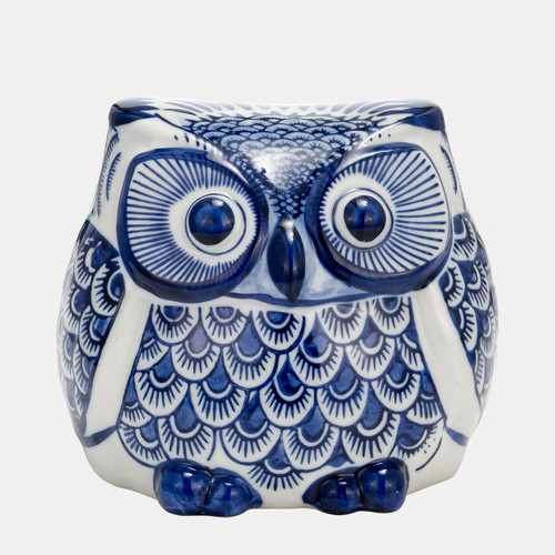 sagebrook home Cer 5"h Chinoiserie Owl Blue/white Wishlist Create New