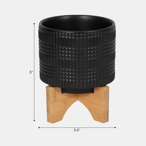 Sagebrook Home Cer 5" Tribal Planter W/ Stand Black Wishlist Create New