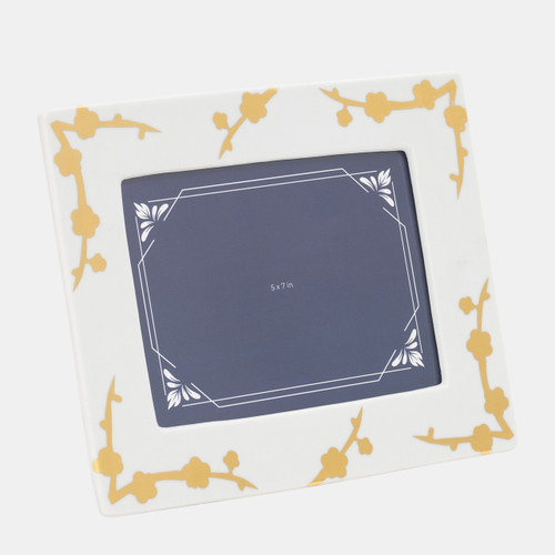 Sagebrook Home Cer 5x7 Cherry Blossom Photo Frame Gold/white Wishlist Create New