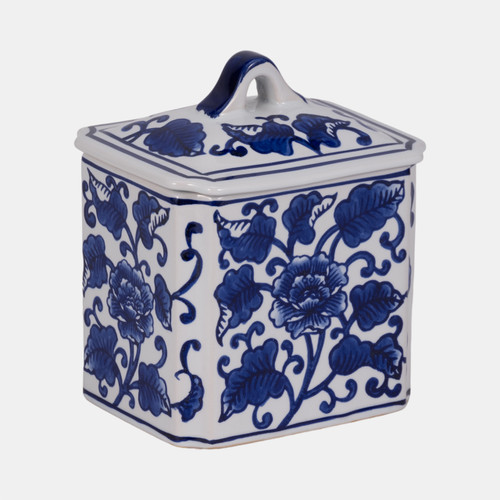 Sagebrook Home Cer 6" 13oz Rect Chinoiserie Candle W/lid Blu/wht Wishlist Create New