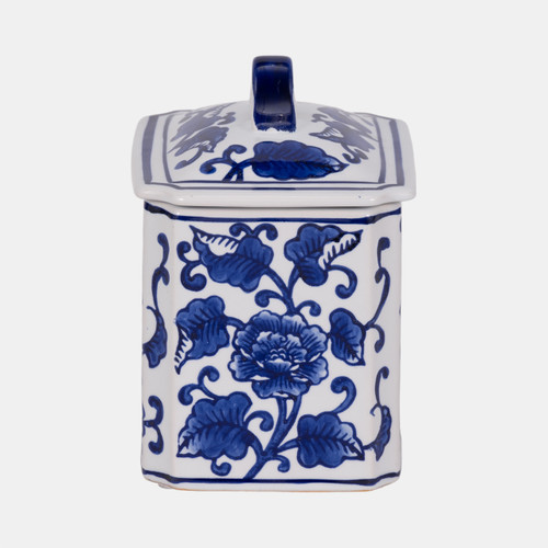 Sagebrook Home Cer 6" 13oz Rect Chinoiserie Candle W/lid Blu/wht Wishlist Create New
