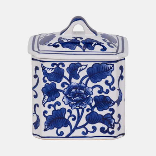 sagebrook home Cer 6" 13oz Rect Chinoiserie Candle W/lid blu/wht Wishlist Create New