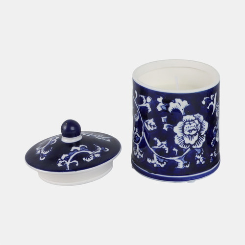 Sagebrook Home Cer 6" 8oz Chinoiserie Scntd Candle W/lid Blu/wht Wishlist Create New