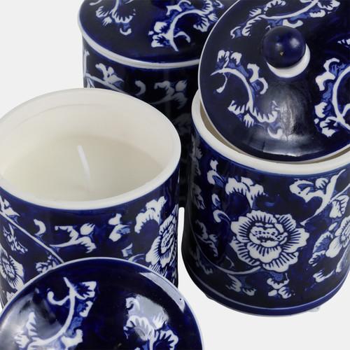 Sagebrook Home Cer 6" 8oz Chinoiserie Scntd Candle W/lid Blu/wht Wishlist Create New