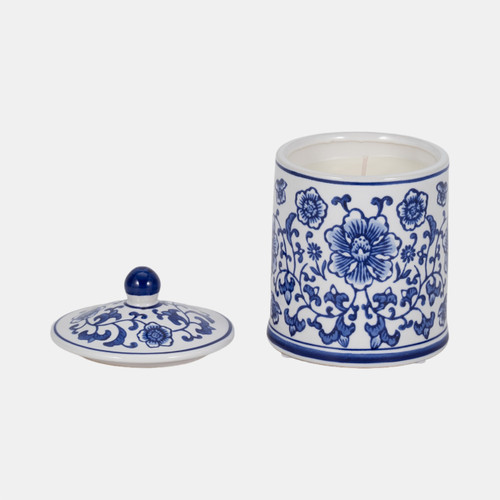 Sagebrook Home Cer 6" 8oz Chinoiserie Scntd Candle W/lid Wht/blu Wishlist Create New