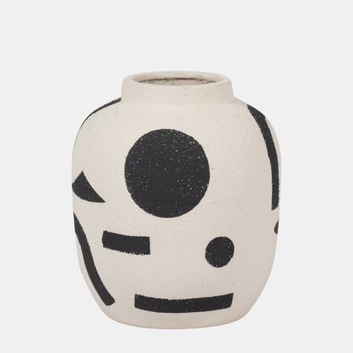 Sagebrook Home Cer 6" Funky Bulbous Vase Ivory/black Wishlist Create New