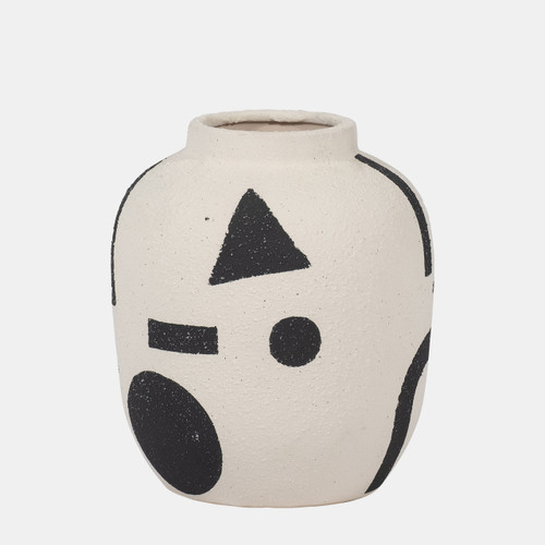 sagebrook home Cer 6" Funky Bulbous Vase Ivory/black Wishlist Create New