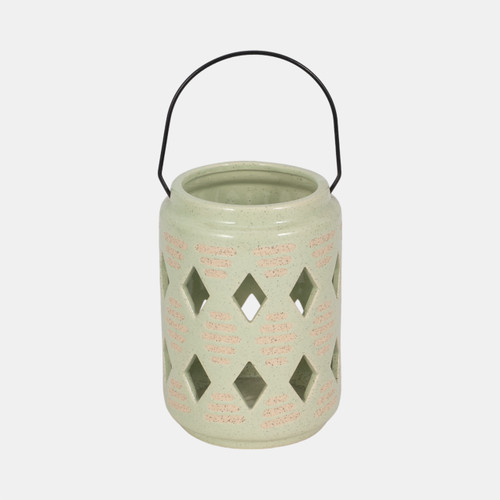 sagebrook home Cer 6"h Diamond Cut Out Lantern Cucumber Wishlist Create New