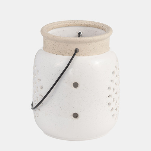Sagebrook Home Cer 6"h Flower Cut Out Lantern Ivory Wishlist Create New