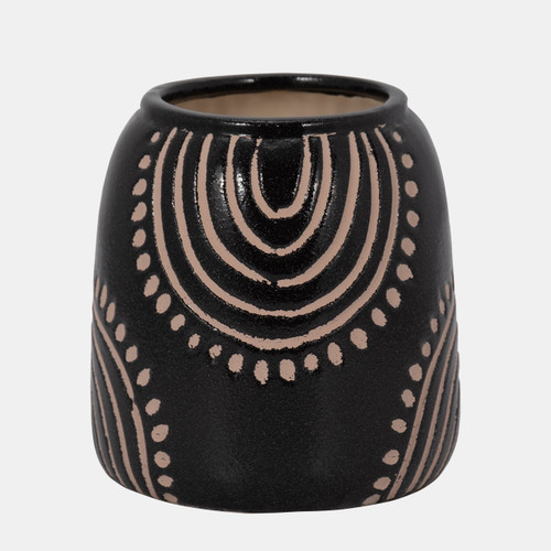 sagebrook home Cer 6" Tribal Arch Vase Black/tan Wishlist Create New