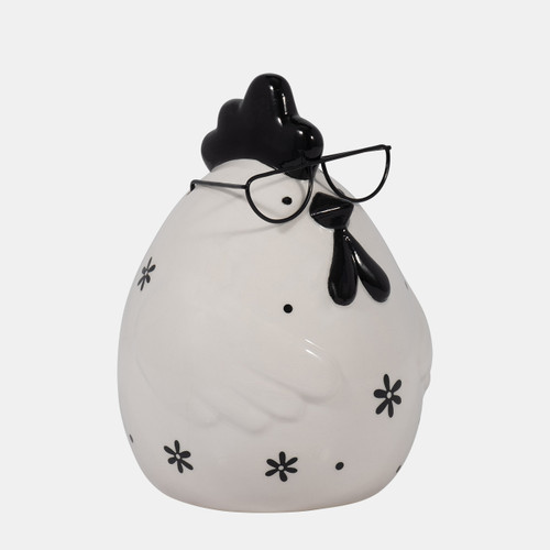 Sagebrook Home Cer 7" Chubby Rooster With Glasses Black/white Wishlist Create New