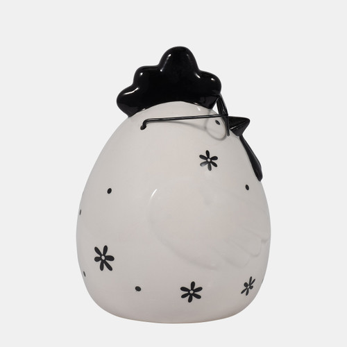 Sagebrook Home Cer 7" Chubby Rooster With Glasses Black/white Wishlist Create New