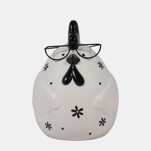 sagebrook home Cer 7" Chubby Rooster With Glasses Black/white Wishlist Create New