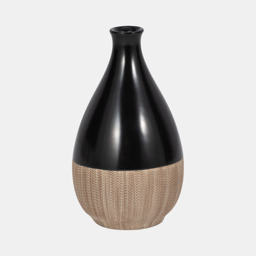 Sagebrook Home Cer 7"h 2-tone Teardrop Vase Creme/blk Wishlist Create New