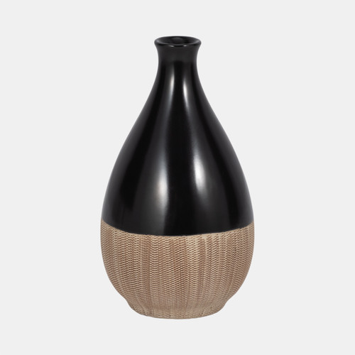 sagebrook home Cer 7"h 2-tone Teardrop Vase Creme/blk Wishlist Create New