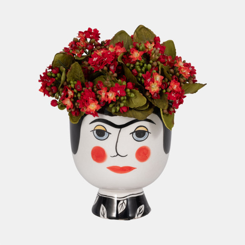 Sagebrook Home Cer 7"h Frida Face Flower Vase Blk/wht Wishlist Create New