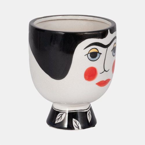 Sagebrook Home Cer 7"h Frida Face Flower Vase Blk/wht Wishlist Create New