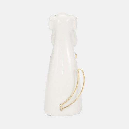 Sagebrook Home Cer 7"h Puppy With Gold Glasses And Bowtie Wht Wishlist Create New
