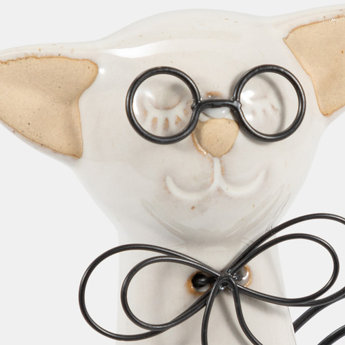 Sagebrook Home Cer 8"h Cat W/ Glasses Beige Wishlist Create New