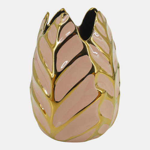 Sagebrook Home Cer 8"h Leaf Vase Blush/gold Wishlist Create New