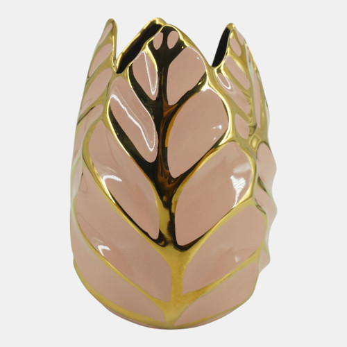 Sagebrook Home Cer 8"h Leaf Vase Blush/gold Wishlist Create New