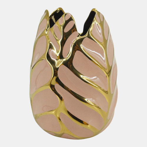 Sagebrook Home Cer 8"h Leaf Vase Blush/gold Wishlist Create New