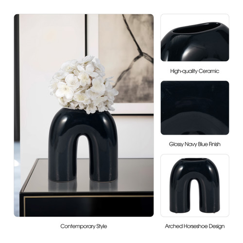 Sagebrook Home Cer 8" Horseshoe Vase Navy Blue Wishlist Create New