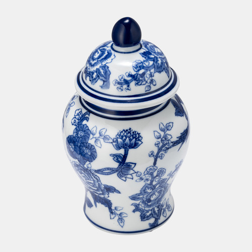 Sagebrook Home Cer 8" Temple Jar Bird/flower Blue Wishlist Create New