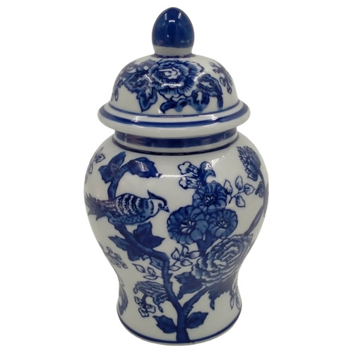 sagebrook home Cer 8" Temple Jar Bird/flower Blue Wishlist Create New