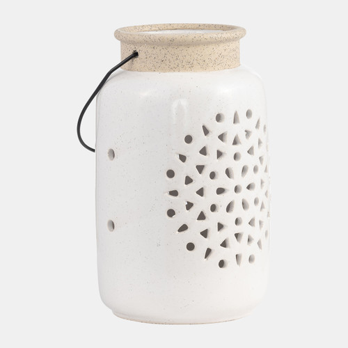 Sagebrook Home Cer 9"h Flower Cut Out Lantern Ivory Wishlist Create New