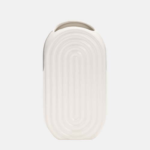 sagebrook home Cer 9" Oval Ridged Vase White Wishlist Create New
