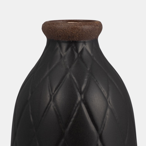 Sagebrook Home Cer 9" Plaid Textured Vase Black Wishlist Create New