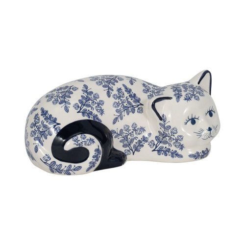 Sagebrook Home Cer 9" Sleeping Chinoiserie Cat Blue/white Wishlist Create New