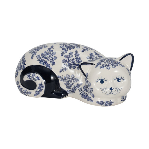 sagebrook home Cer 9" Sleeping Chinoiserie Cat Blue/white Wishlist Create New