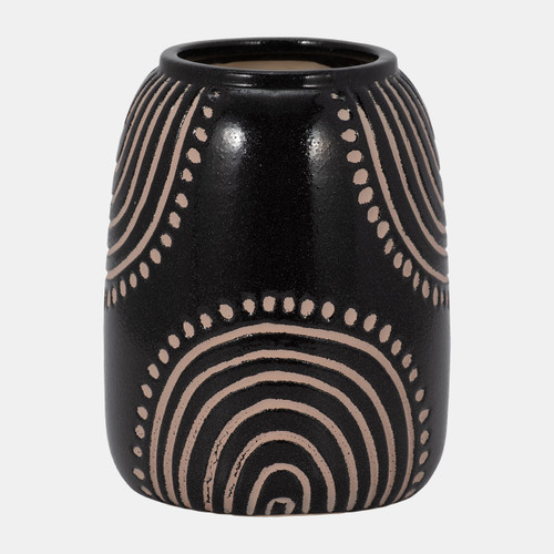 Sagebrook Home Cer 9" Tribal Arch Vase Black/tan Wishlist Create New