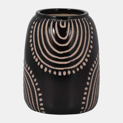 sagebrook home Cer 9" Tribal Arch Vase Black/tan Wishlist Create New