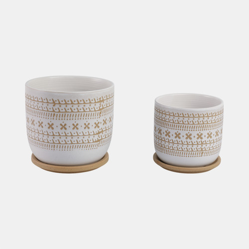 Sagebrook Home Cer?s/2 6/8" Planter W/ Saucer Brown Wishlist Create New