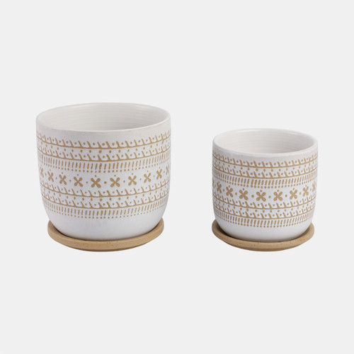 sagebrook home Cer?s/2 6/8" Planter W/ Saucer Brown Wishlist Create New