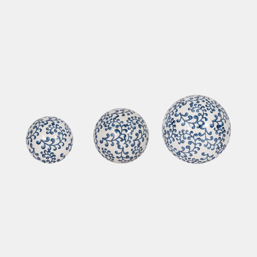 Sagebrook Home Cer S/3 Chinoiserie Fern Orbs 4/5/6" Blue/wht Wishlist Create New